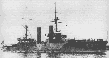 Броненосец "Цукуба". Во время проведения маневров являлся самым сильным броненосцем японского флота