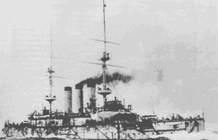 Броненосец "Шикишима". 1900 г. Во время проведения маневров являлся самым сильным броненосцем японского флота